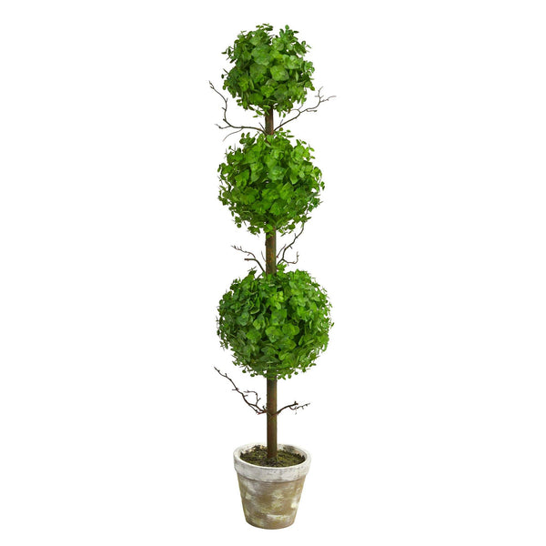 3’ Eucalyptus Triple Ball Topiary Artificial Tree
