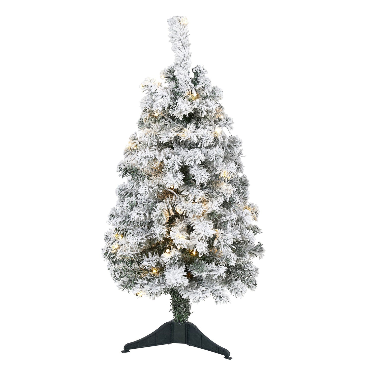 3' Flocked Rock Springs Spruce Artificial Christmas Tree with 50 Clear LED Lights