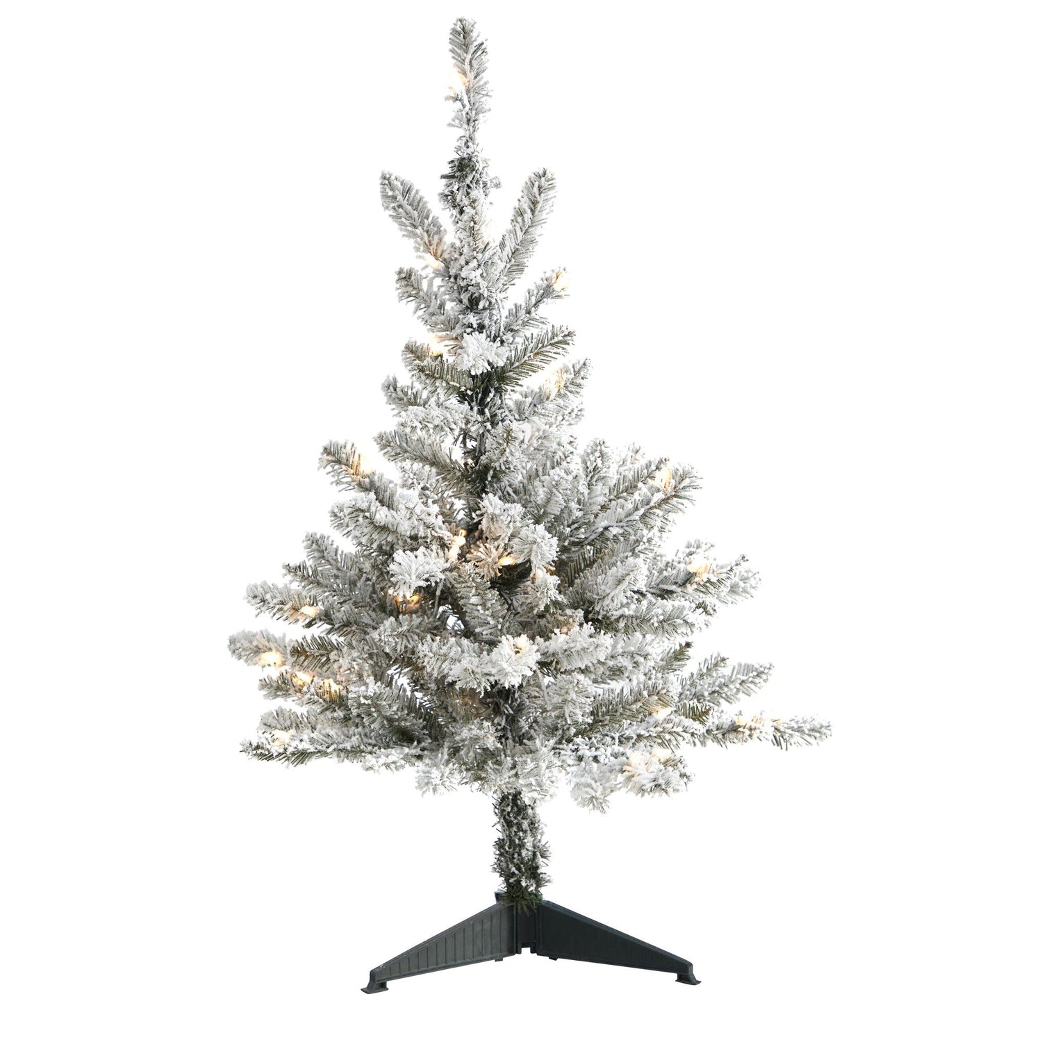 3’ Flocked West Virginia Spruce Artificial Christmas Tree with 50 Clear Lights and 142 Branches