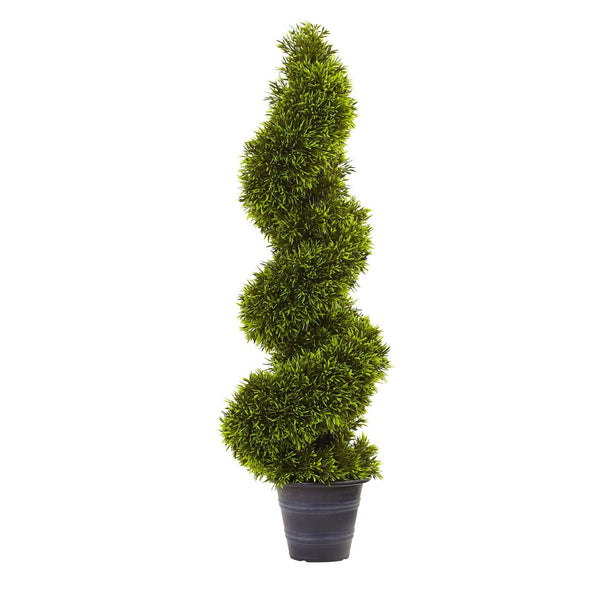 3' Grass Spiral Topiary w/Deco Planter