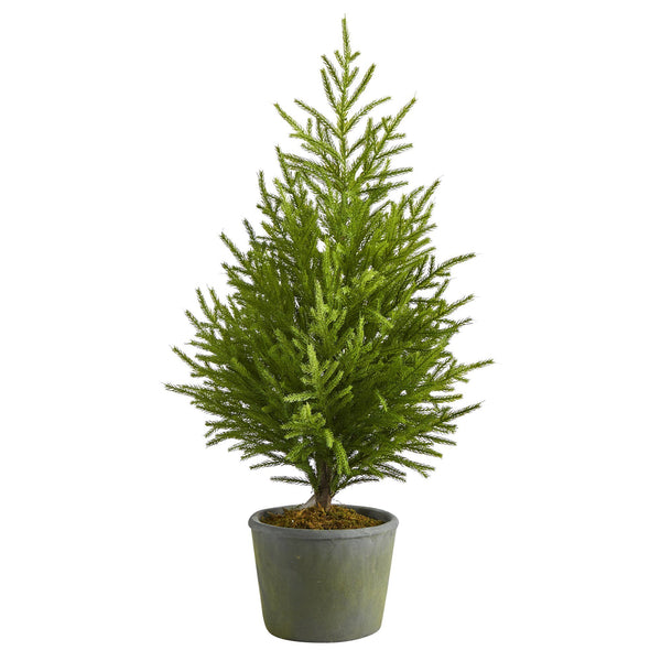 3’ Norfolk Island Pine “Natural Look” Artificial Christmas Tree in Decorative Planter