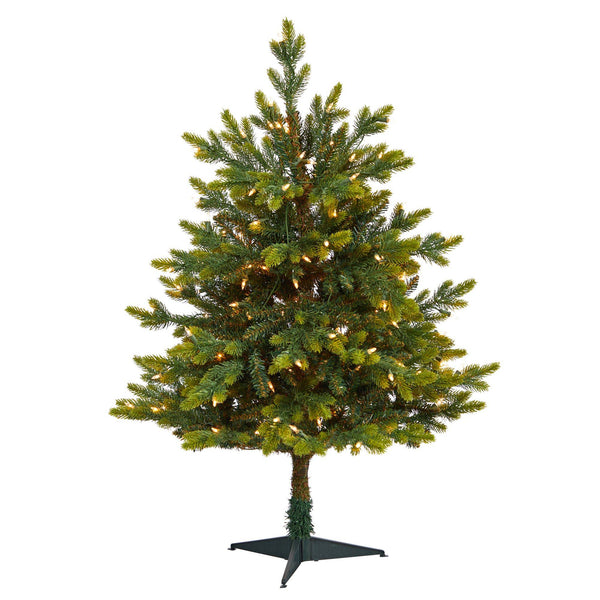 3’ North Carolina Fir Artificial Christmas Tree with 150 Clear Lights and 563 Bendable Branches