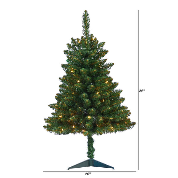 3’ Northern Rocky Spruce Artificial Christmas Tree with 50 Clear Lights and 154 Bendable Branches