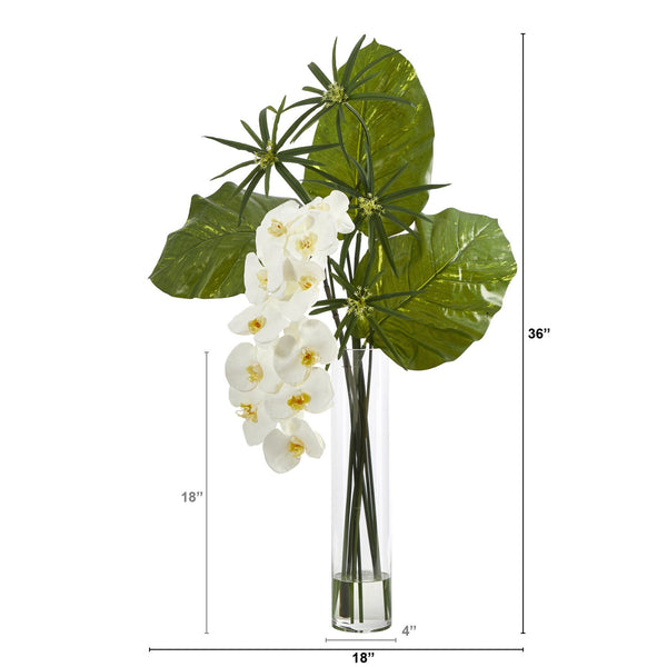 3’ Phalaenopsis Orchid and Pothos Artificial Arrangement