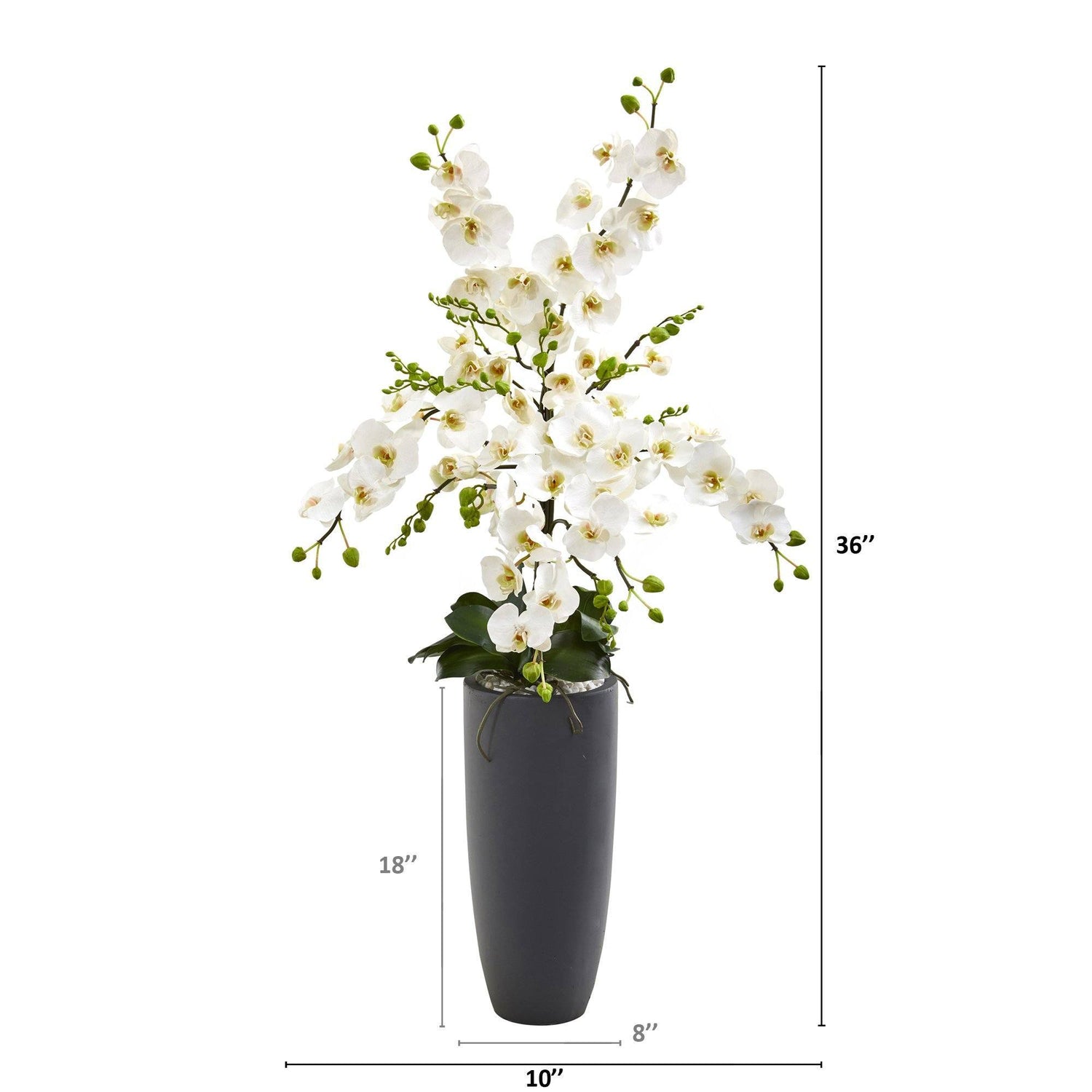 3’ Phalaenopsis Orchid Artificial Arrangement in Gray Vase