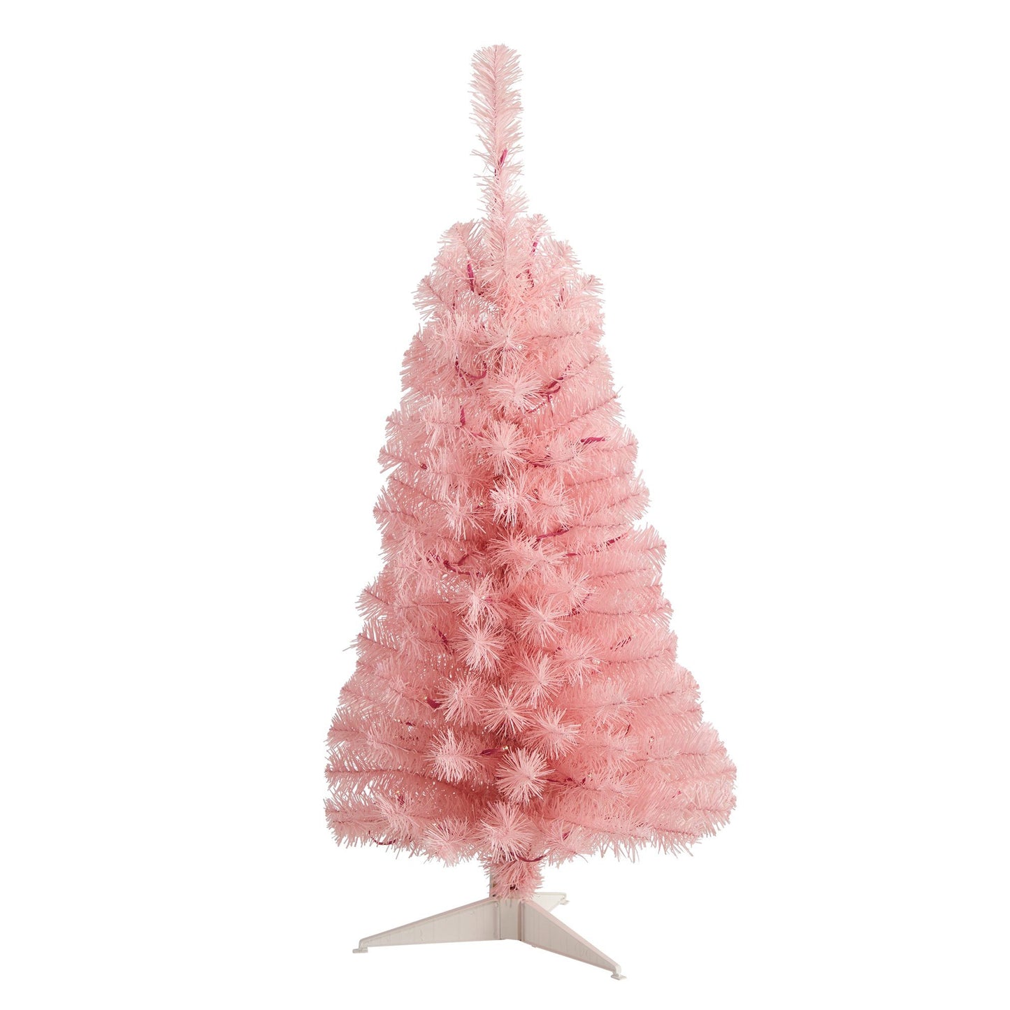 3’ Pink Artificial Christmas Tree with 50 LED Lights and 118 Bendable