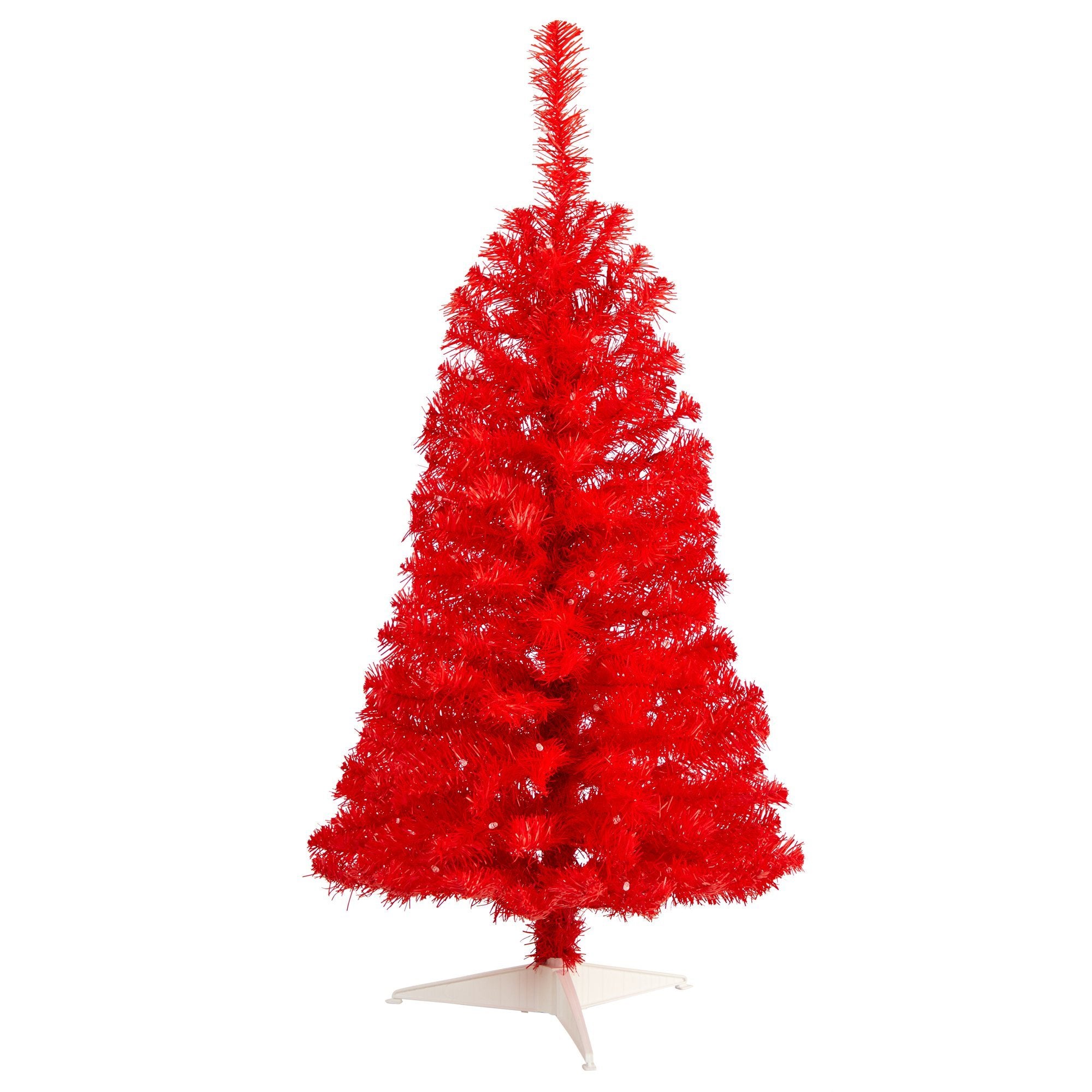 3' Red Artificial Christmas Tree with 50 LED Lights and 118