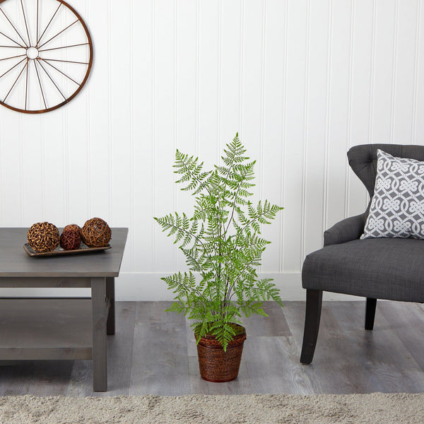3’ Ruffle Fern Artificial Tree in Basket
