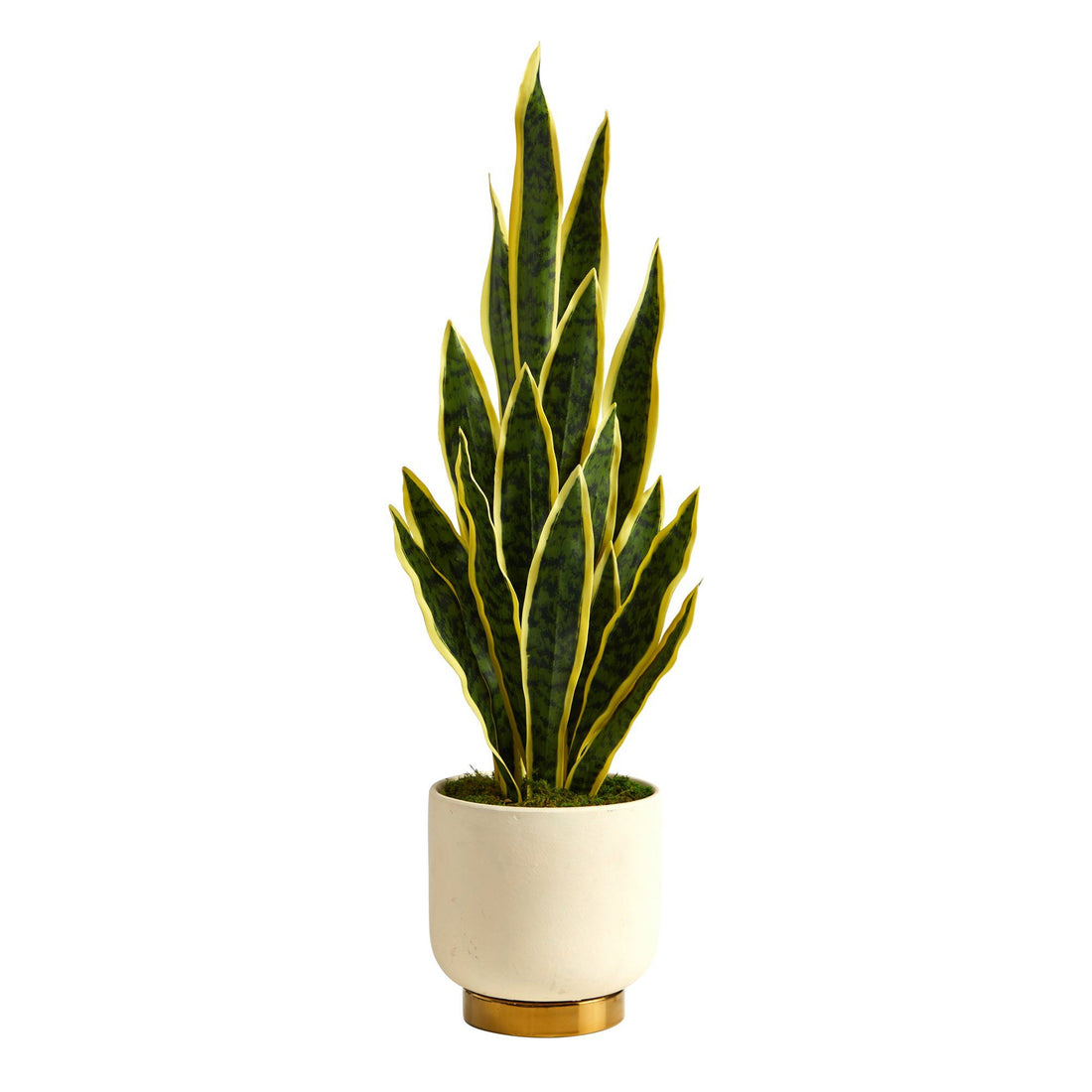 sansevieria fake plant 3' Sansevieria Artificial Plant in Cream Planter with Gold Base