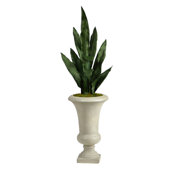 3’ Sansevieria Artificial Plant in Sand Colored Urn