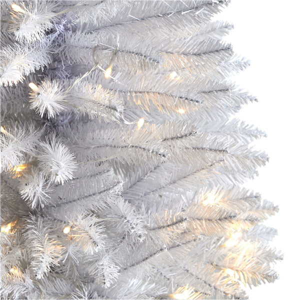 3’ Slim White Artificial Christmas Tree with 50 Warm White LED Lights and 161 Bendable Branches