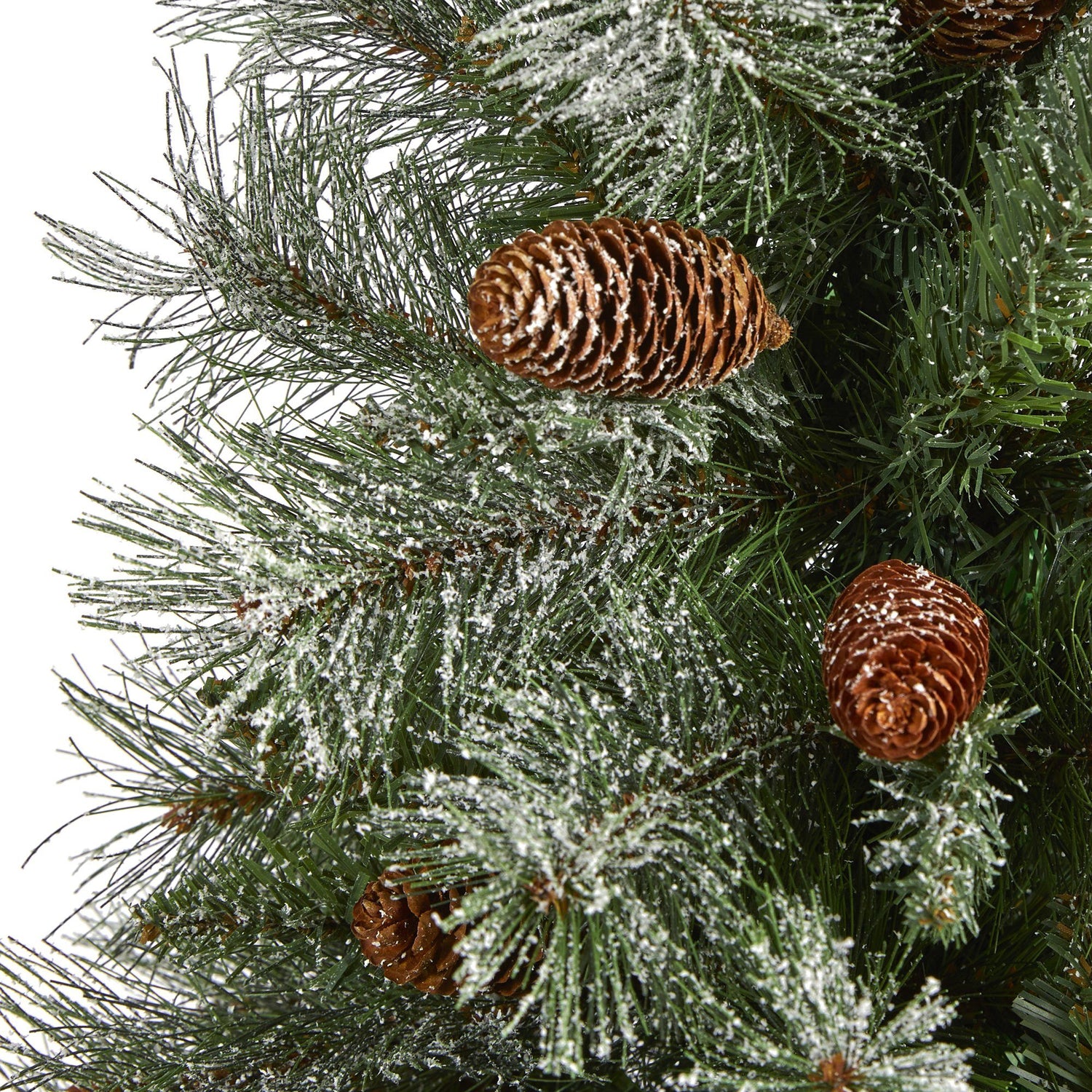 3’ Snowed French Alps Mountain Pine Artificial Christmas Tree with 135 Bendable Branches and Pine Cones