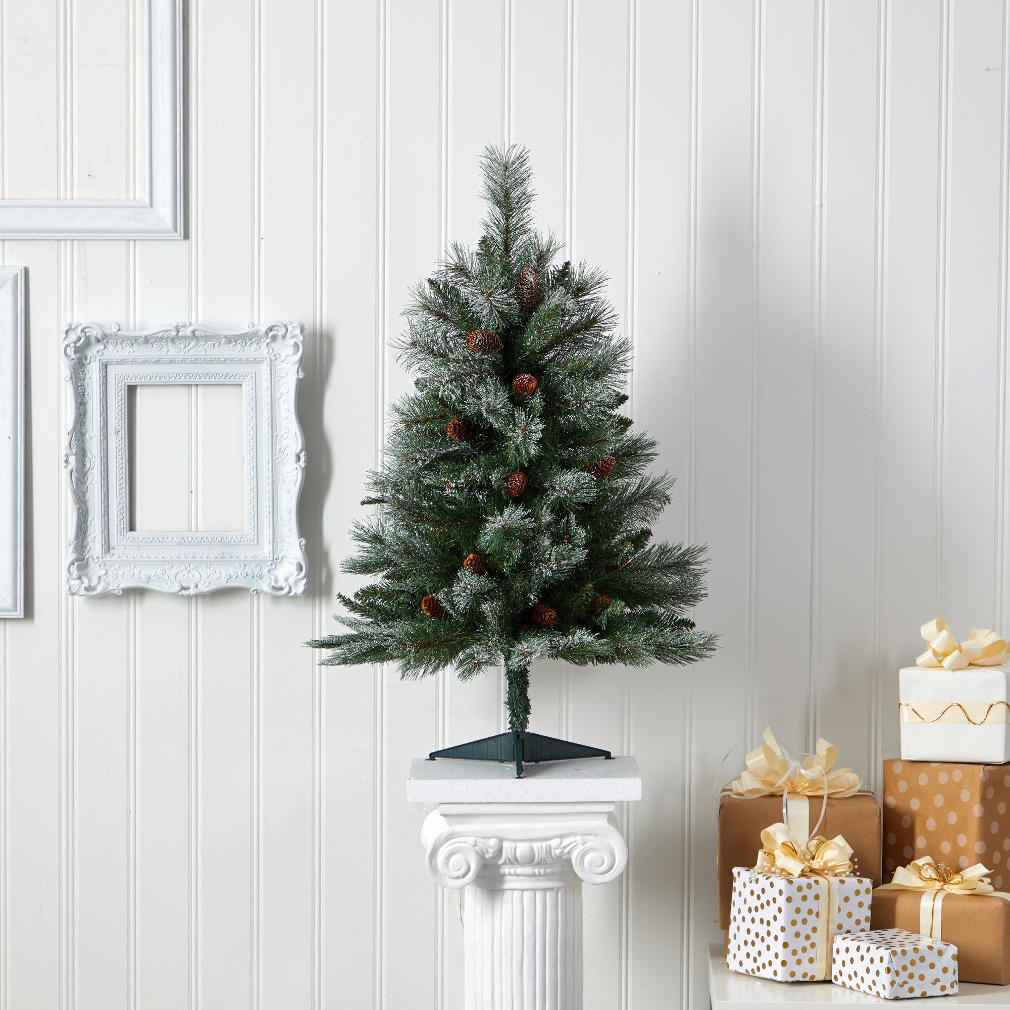 3’ Snowed French Alps Mountain Pine Artificial Christmas Tree with 135 ...