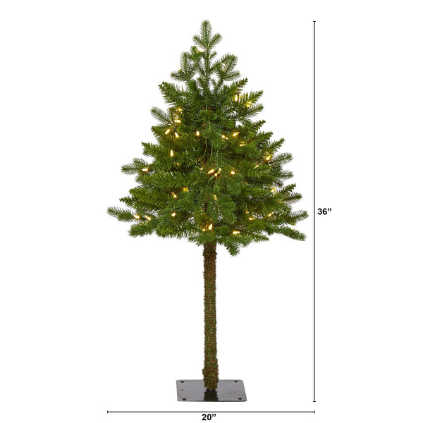 3' Swiss Alpine Artificial Christmas Tree with 50 Clear LED Lights and 60 Bendable Branches
