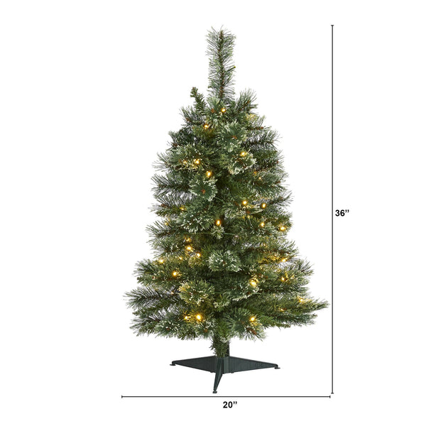 3’ Wisconsin Slim Snow Tip Pine Artificial Christmas Tree with 50 Clear LED Lights