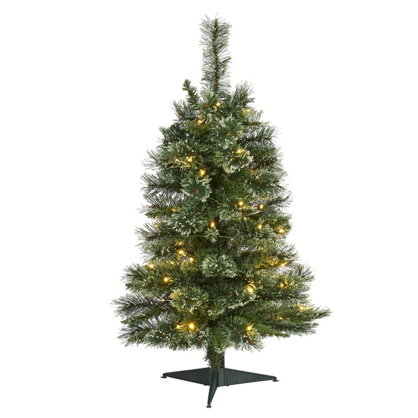 3’ Wisconsin Slim Snow Tip Pine Artificial Christmas Tree with 50 Clear ...