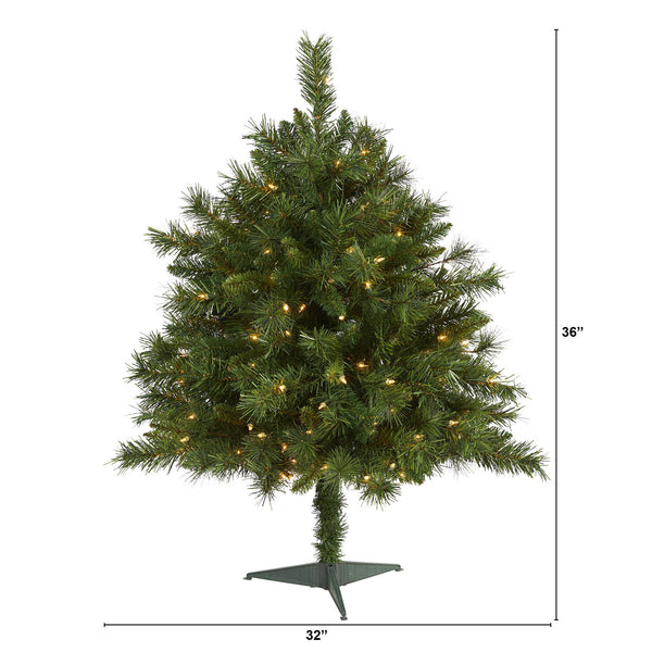 3’ Wyoming Mixed Pine Artificial Christmas Tree with 150 Clear Lights and 270 Bendable Branches