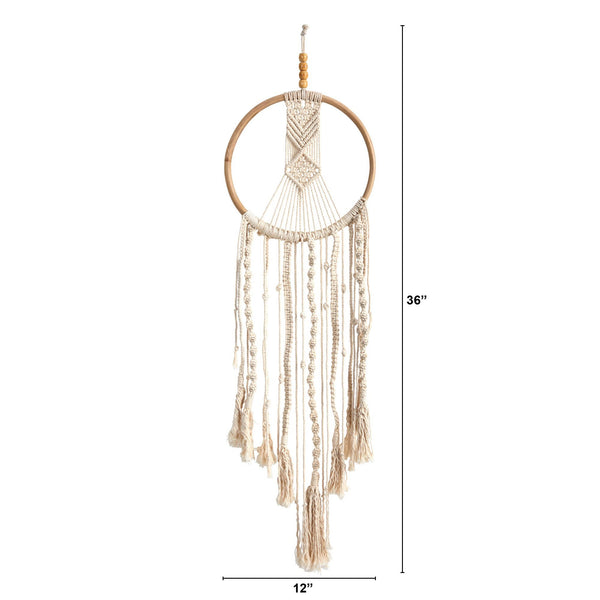 3’ x 1’ Boho Macrame Dreamcatcher Wall Hanging Decor
