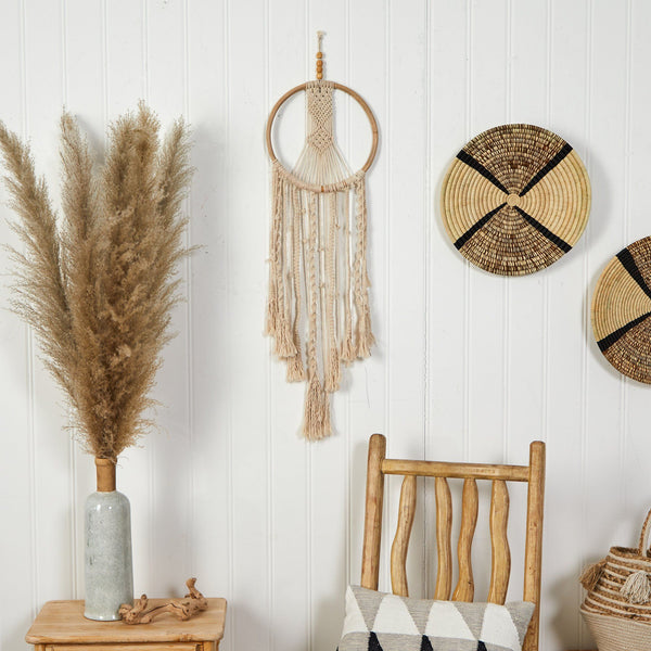 3’ x 1’ Boho Macrame Dreamcatcher Wall Hanging Decor