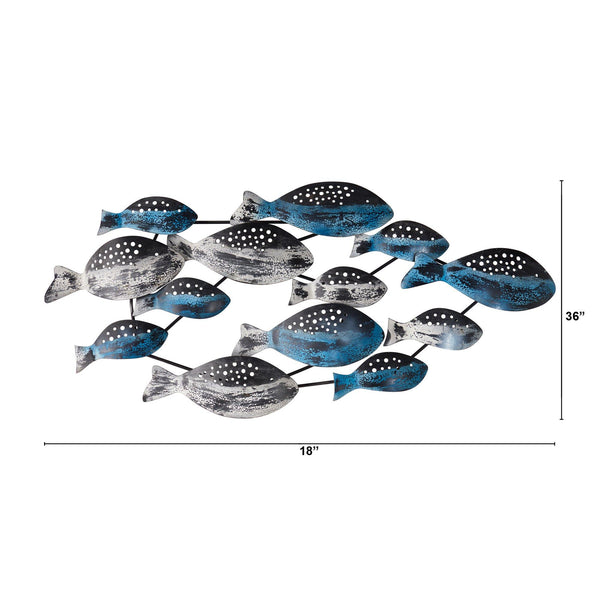 3’ x 1.5’ Coastal Fish Metal Wall Art Decor