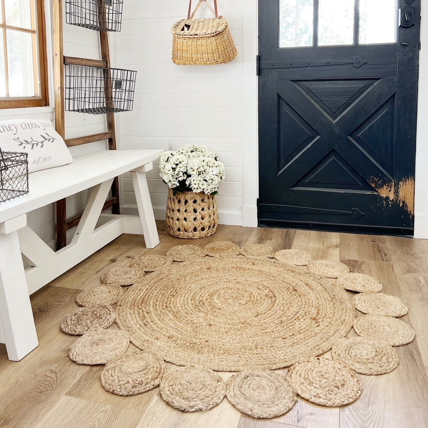 3’ x 3’ Hand Braided Mandala Jute Round Rug | Nearly Natural
