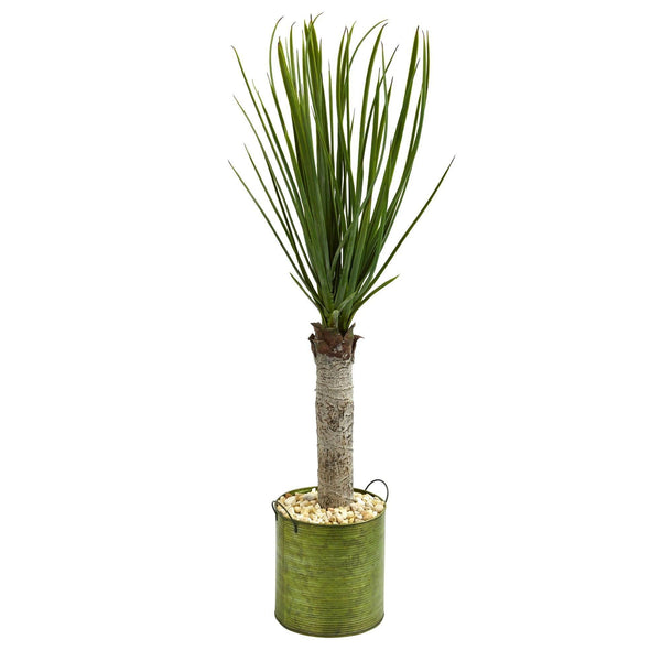 3’ Yucca Artificial Tree in Green Tin Planter