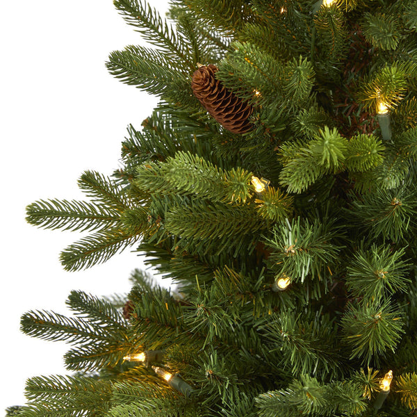 3’ Yukon Mountain Fir Artificial Christmas Tree with 50 Clear Lights and Pine Cones