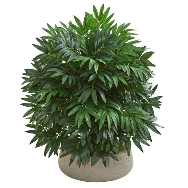 30” Bamboo Palm Artificial Plant in Stone Planter