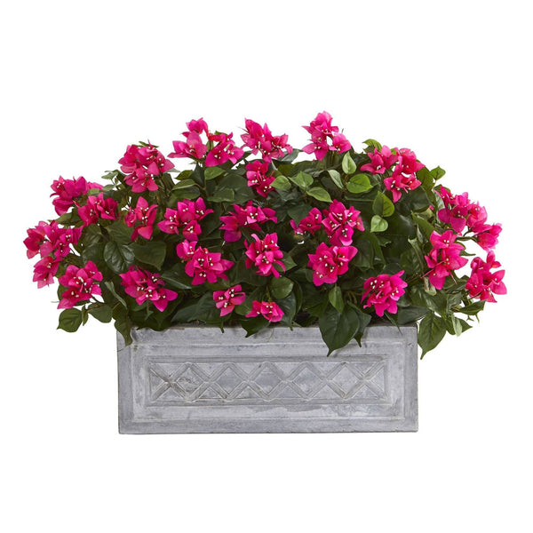 30” Bougainvillea Artificial Plant in Stone Planter | Nearly Natural