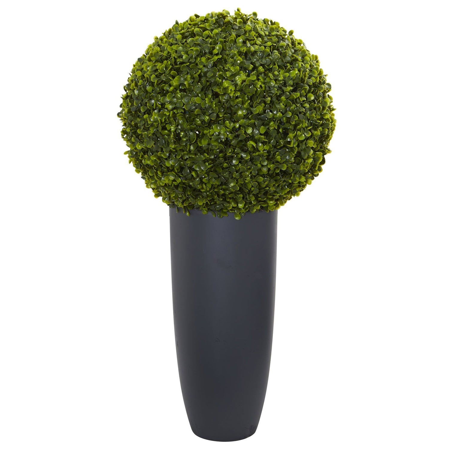 30” Boxwood Artificial Topiary Plant in Gray Cylinder Planter (Indoor/Outdoor)