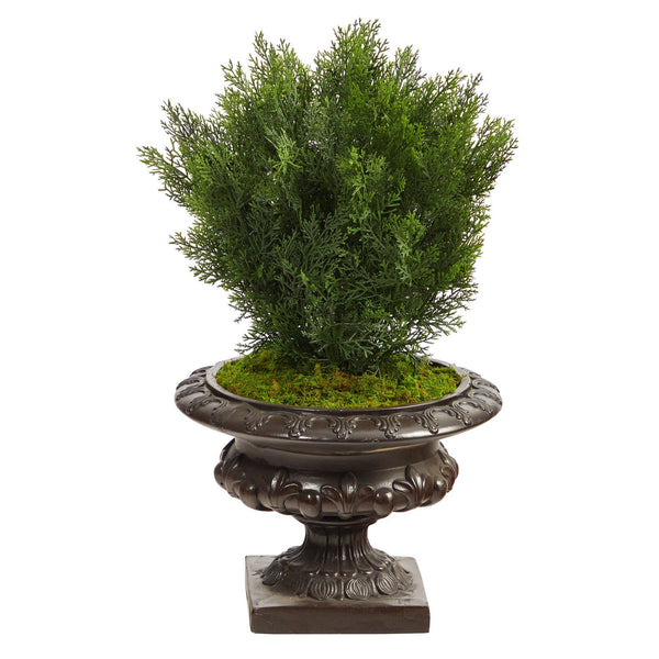 30” Cedar Artificial Tree in Iron Colored Urn (Indoor/Outdoor)