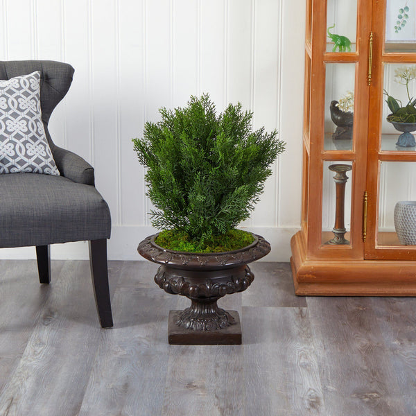 30” Cedar Artificial Tree in Iron Colored Urn (Indoor/Outdoor)