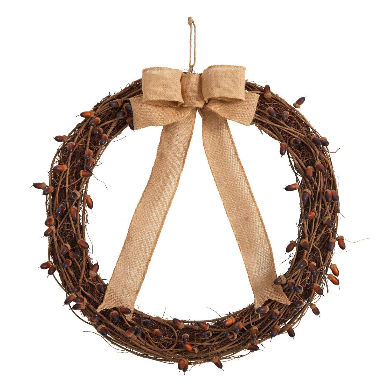 30” Fall Acorn and Decorative Bow Autumn Wreath