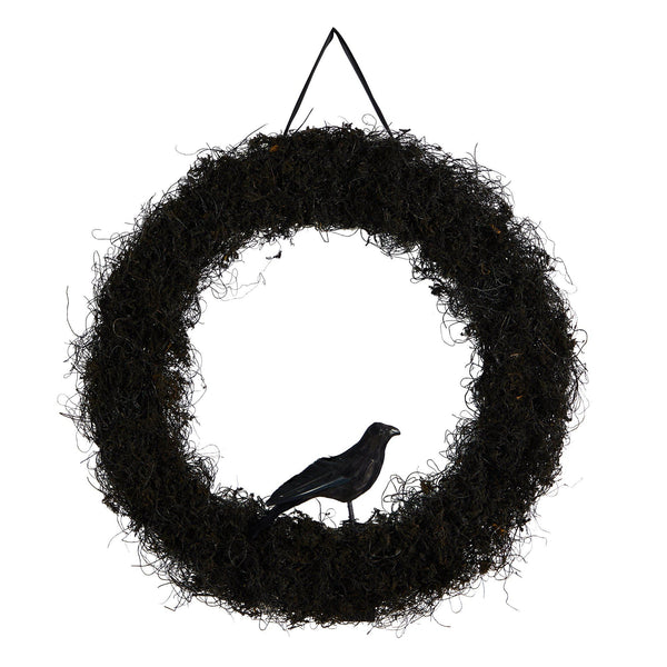 30” Halloween Black Raven Twig Wreath