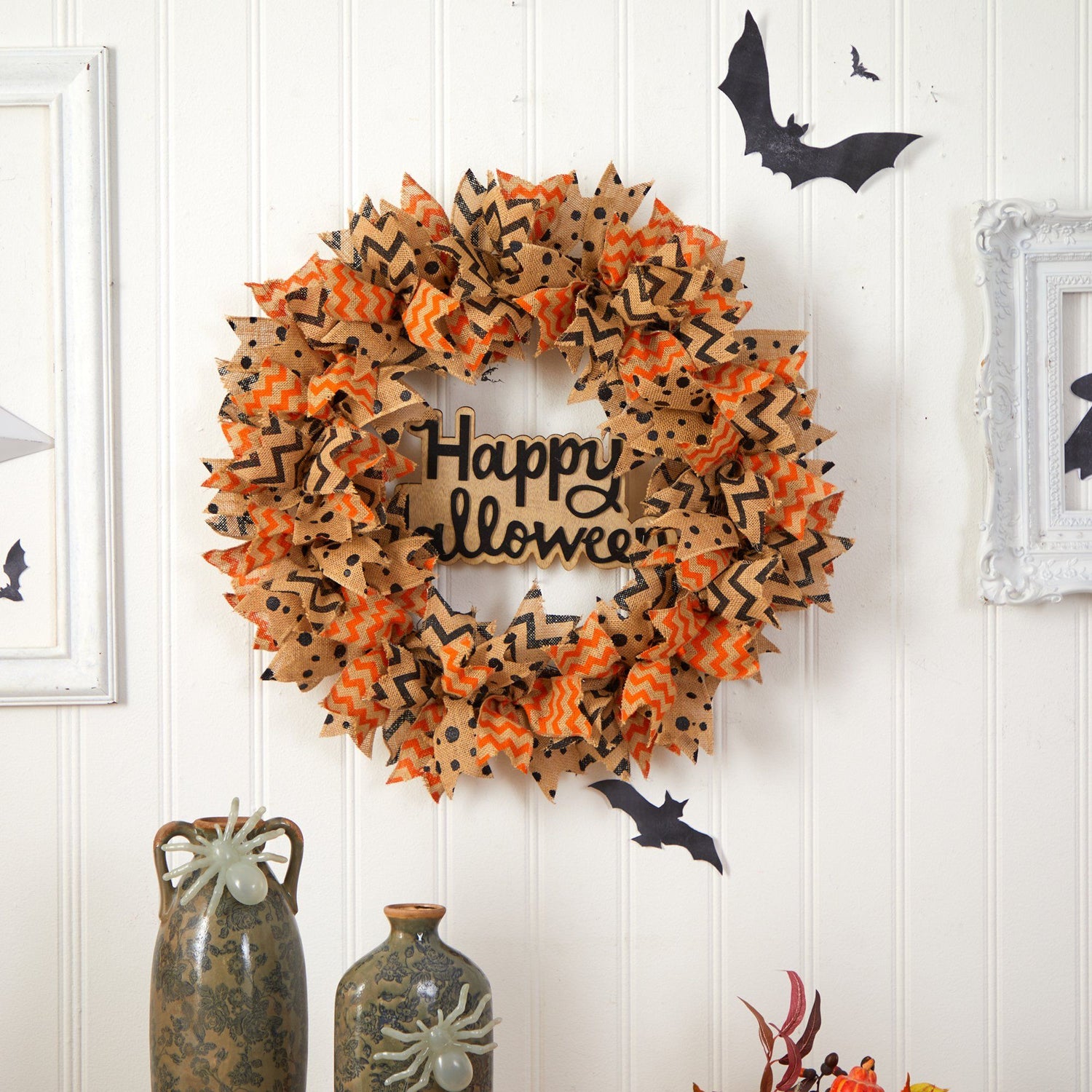 30” Halloween Burlap Ribbon Wreath