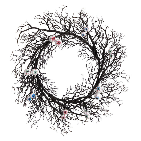 30" Halloween Gazing Eyeballs Twig Wreath"