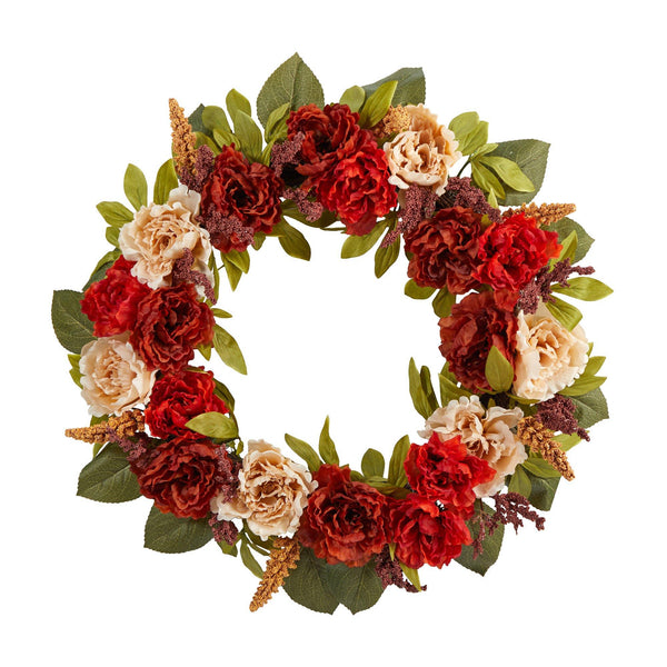 30” Harvest and Peony Artificial Wreath