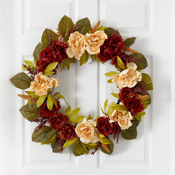 30” Harvest and Peony Artificial Wreath