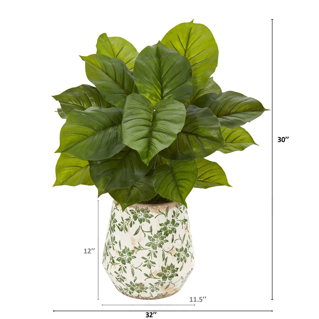 large fake house plant 30” Large Philodendron Artificial Plant in Large Floral Planter (Real Touch)