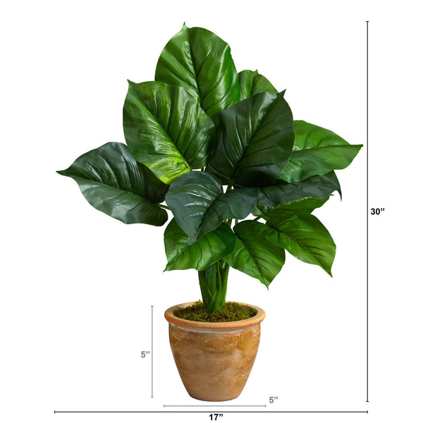 30” Large Philodendron Leaf Artificial Plant in Decorative Planter