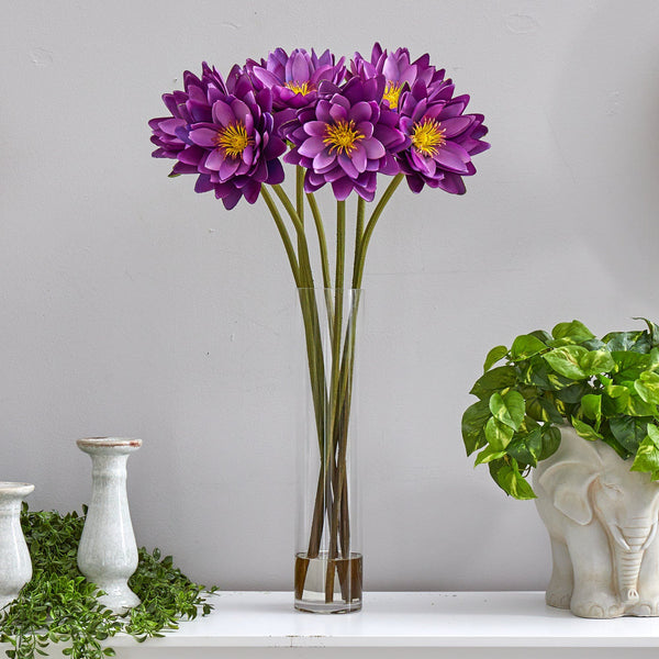 30” Lotus Artificial Arrangement in Cylinder Vase