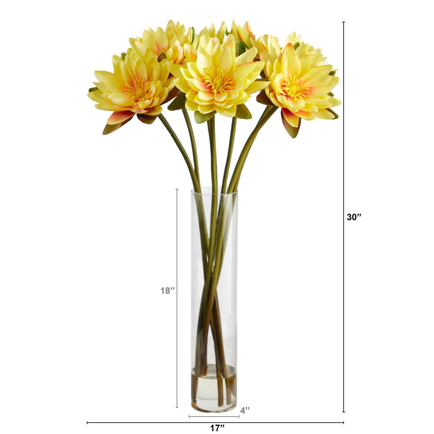 30” Lotus Artificial Arrangement in Cylinder Vase