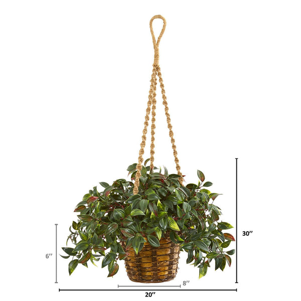30” Mini Melon Artificial Plant in Hanging Basket UV Resistant (Indoor/Outdoor)
