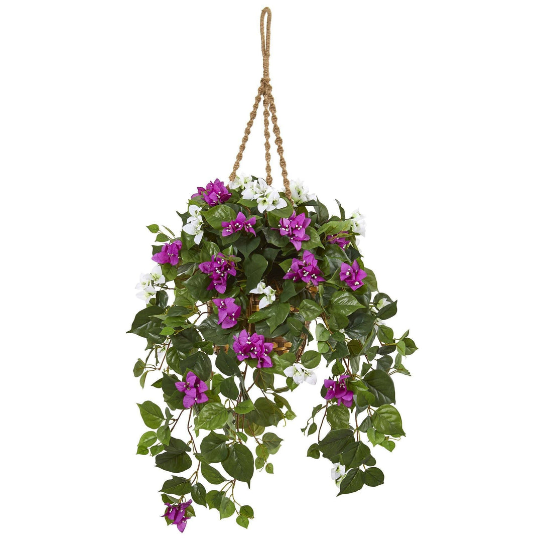 violet leaf hanging plant 30” Mixed Bougainvillea Artificial Plant Hanging Basket