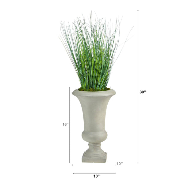 30” Onion Grass Artificial Plant in Sand Colored Urn