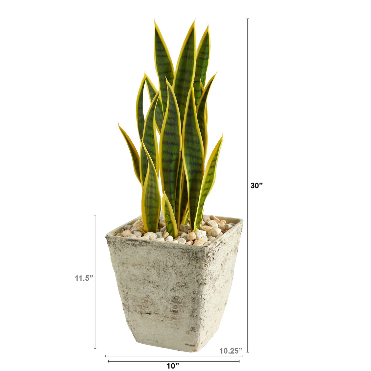 30” Sansevieria Artificial Plant in Country White Planter