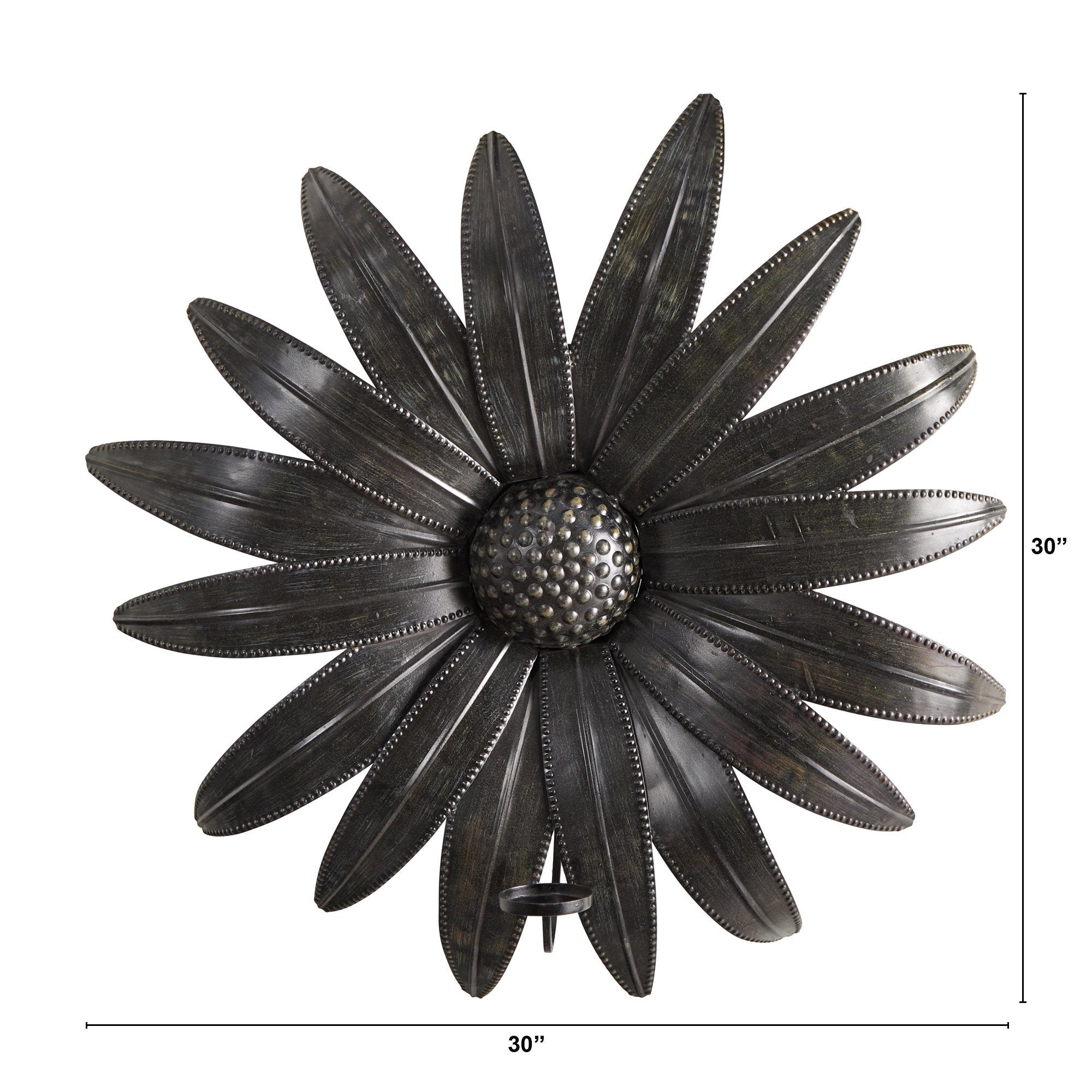 30” x 30” Brushed Metal Daisy Flower Sconce Candle Holder Wall Art