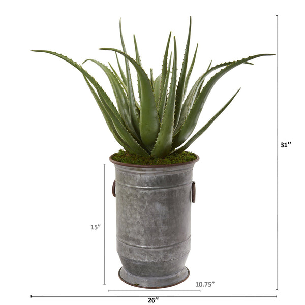 31” Aloe Artificial Plant in Metal Planter