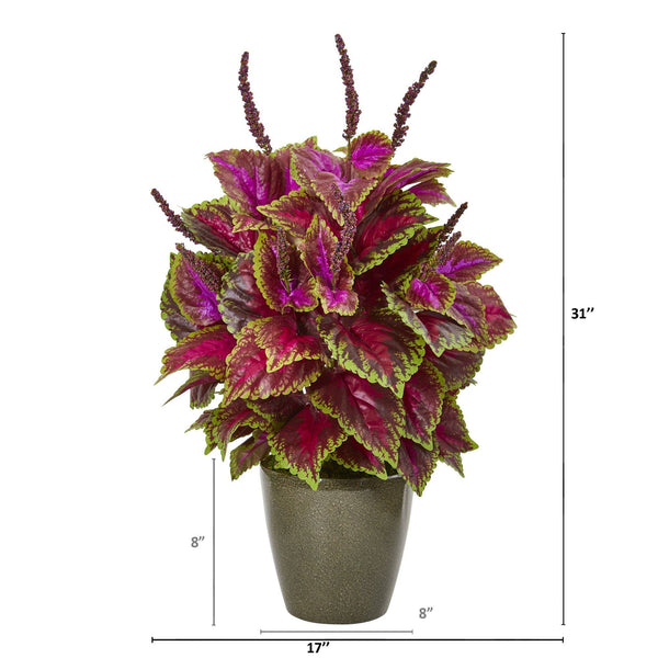31” Coleus Artificial Plant in Green Planter