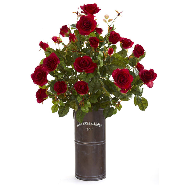 31” Garden Rose Artificial Plant in Decorative Planter